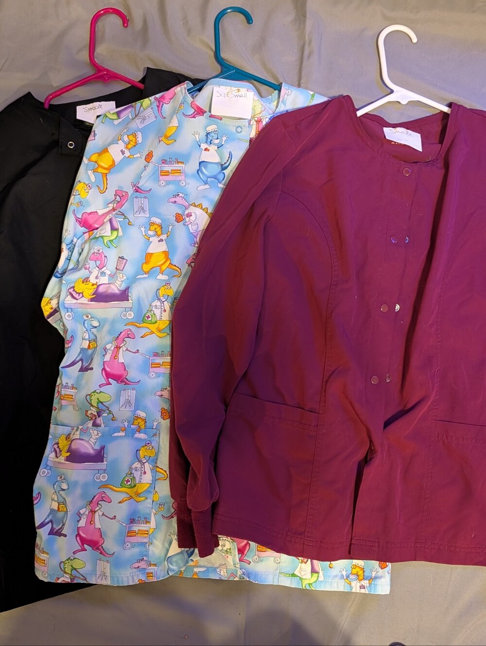 Vibrant Plum Button-Up Scrub Long Sleeve Jacket